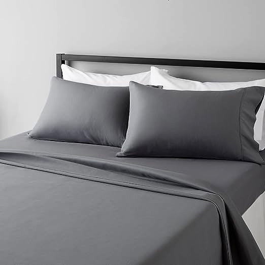 CHARCOAL SOLID-BED SHEET SET - DAHOME TEXTILES