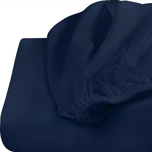 NAVY SOLID-FITTED SHEET - DAHOME TEXTILES