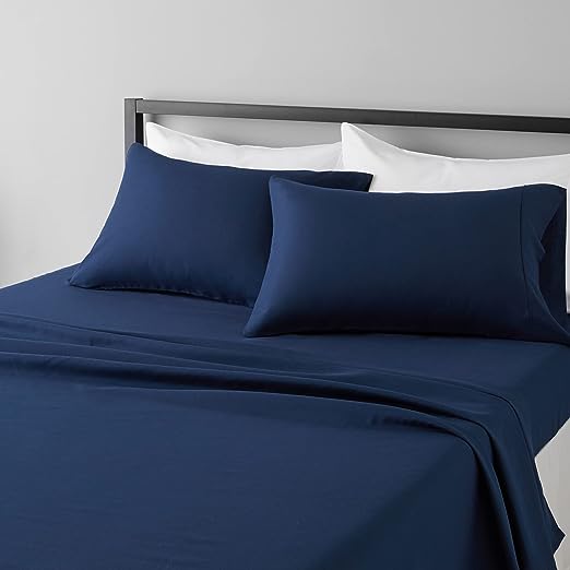 NAVY SOLID-BED SHEET SET - DAHOME TEXTILES