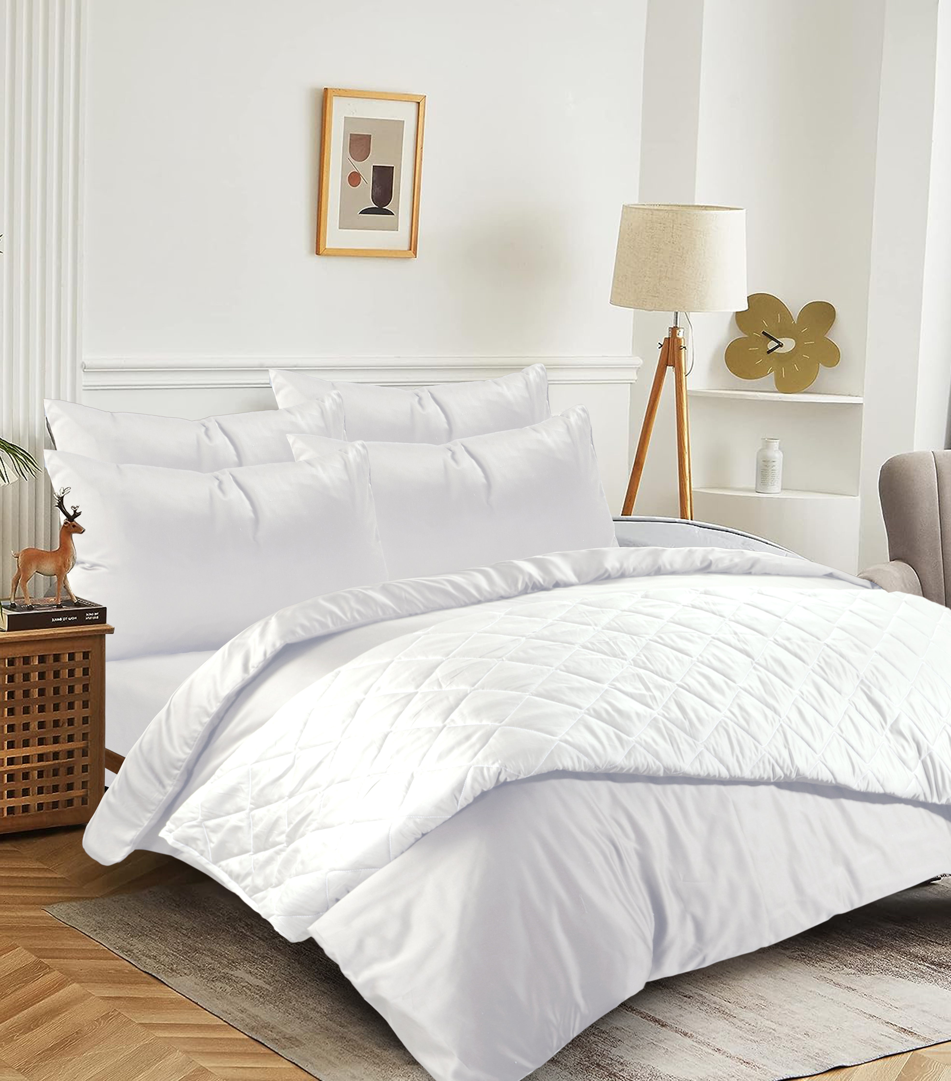WHITE SOLID-BED SPREAD - DAHOME TEXTILES