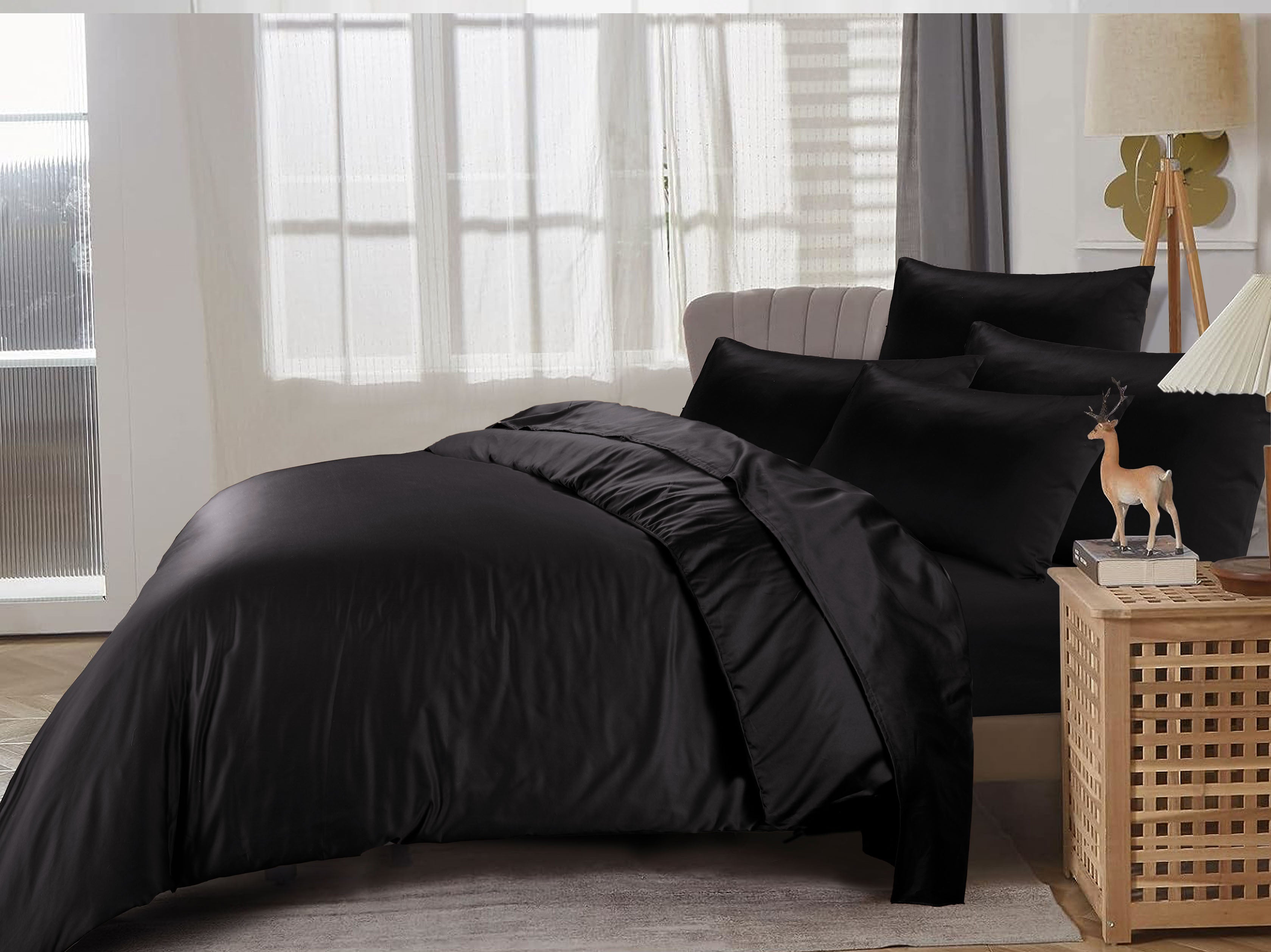BLACK SOLID - BED IN A BAG - DAHOME TEXTILES